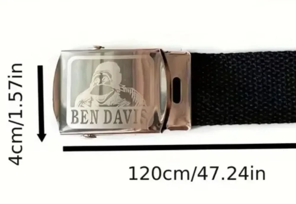 Ben Davis Unisex Adjustable Black Cotton Webbing Belt New